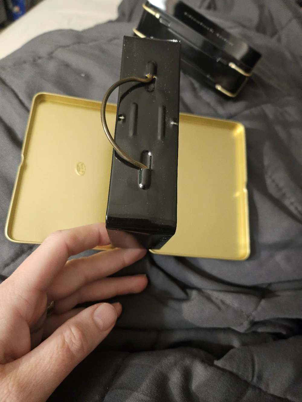 2 Elizabeth Arden‎ Black Cosmetic Cases with Gold Trim